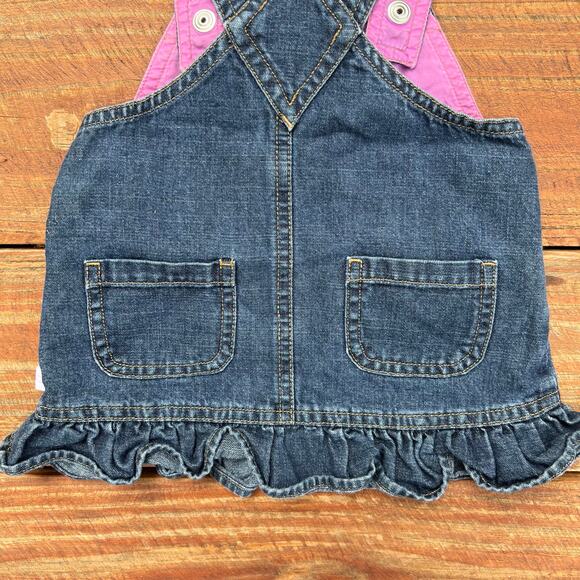 Vintage Old Navy Baby Denim Overall Dress 3-6M | Ruffle Skirt Pocket Y2K Jumper - Picture 6 of 14